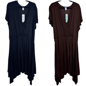 Bundle 2 U-Knit Dresses Black & Brown 1X Handkerchief Hem Whimsigoth‎ Dark Fairy